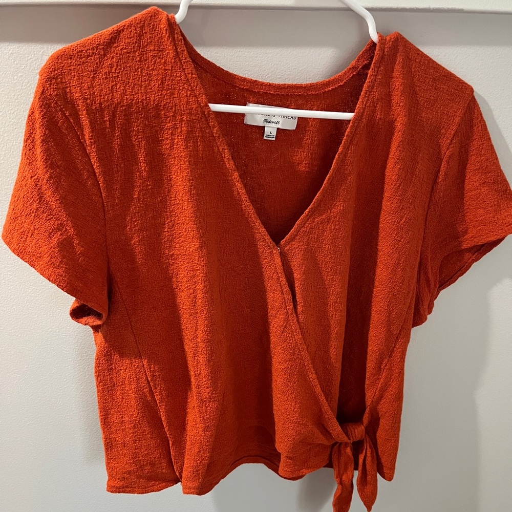 Madewell texture and thread crop wrap top